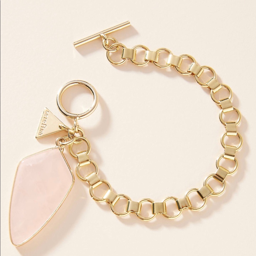 Anthropologie Chain Bracelet with Pink Stone